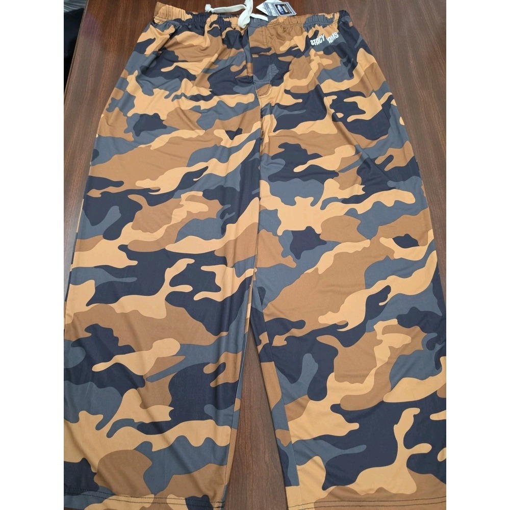 Stacy Adams Men L Sleep Pants Orange Camo Pajamas Moisture Wicking NWT